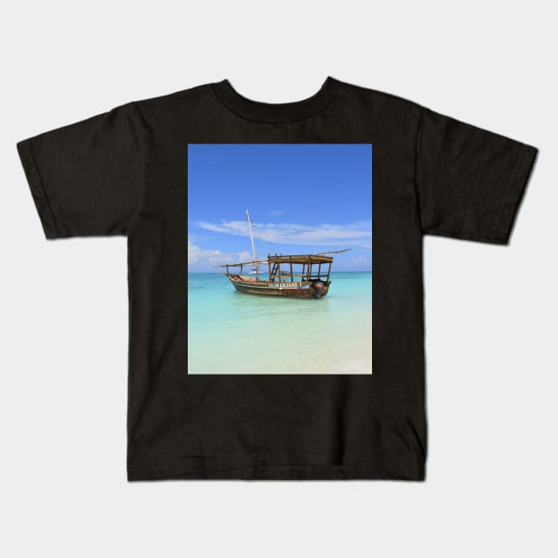 Kilimanjaro Boat in Zanzibar Kids T-Shirt by Anastasia-03